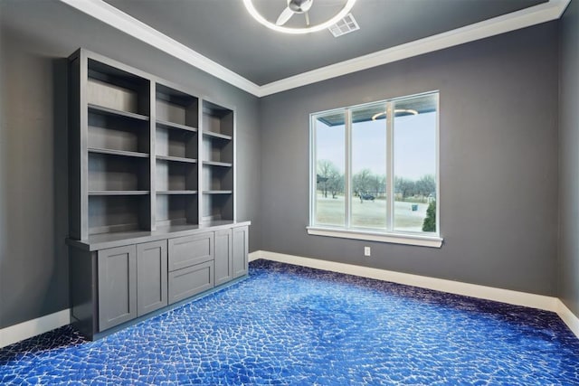 2725 Piazza Ct, Arcadia, OK 73007 - carpeted spare room featuring baseboards and ornamental molding