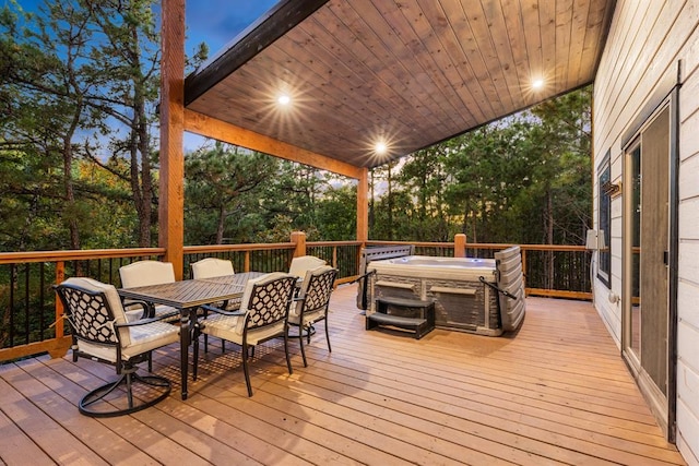 wooden deck with outdoor dining space