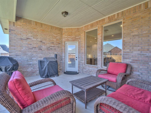 view of patio / terrace featuring grilling area and an outdoor hangout area