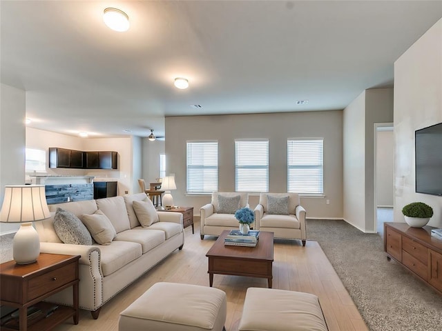 living area with baseboards