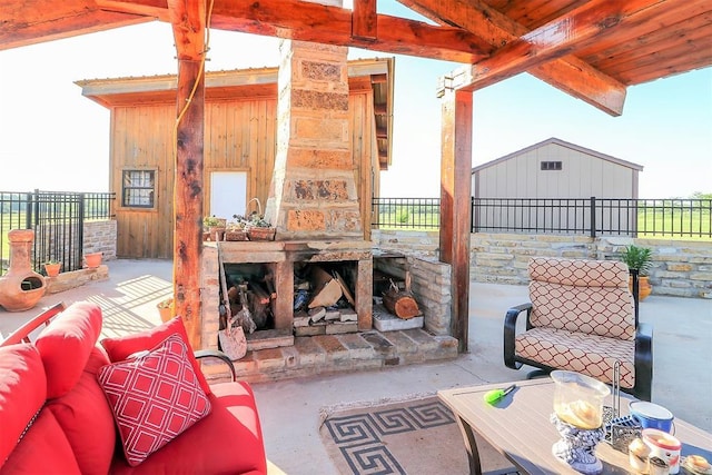 view of patio / terrace with outdoor lounge area and fence