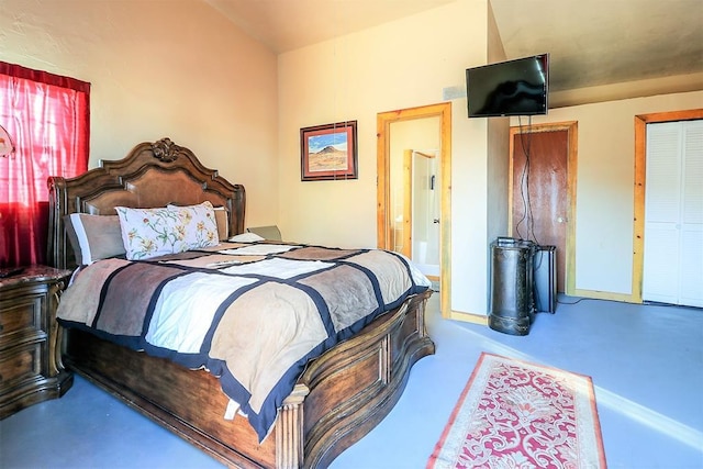 bedroom featuring concrete floors