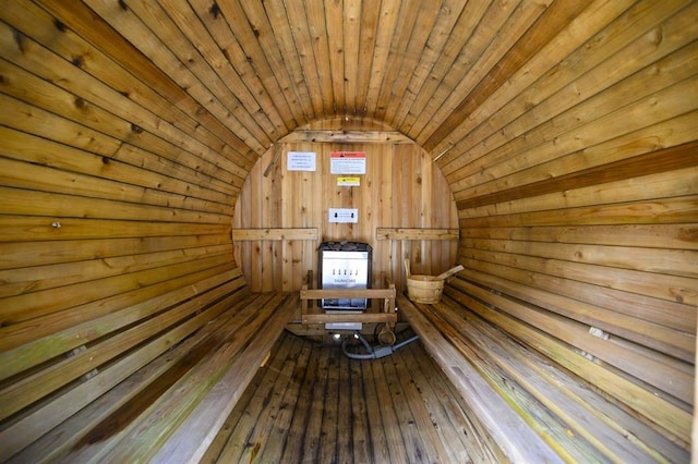 view of sauna / steam room with hardwood / wood-style floors