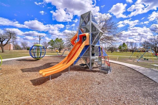 community playground with a lawn