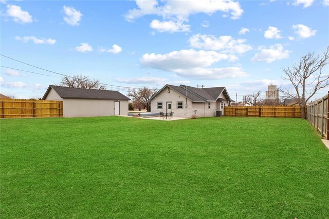 106 N Dewey St, Corn, OK 73024 - view of yard featuring a fenced backyard and a patio area