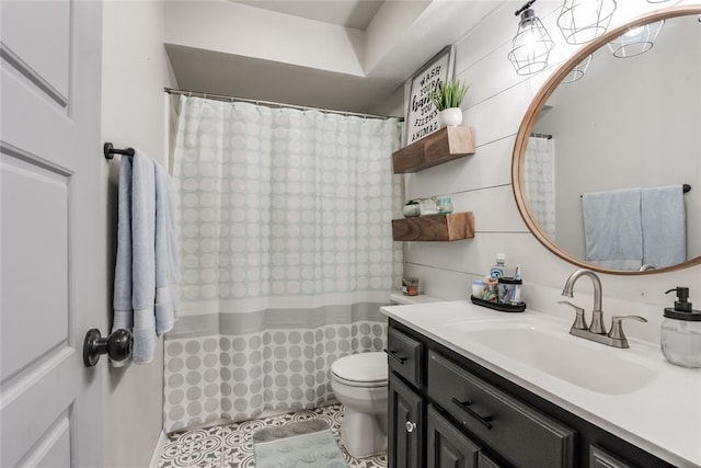 full bathroom featuring vanity and toilet