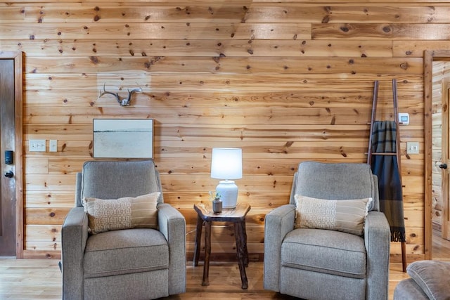 living area featuring light wood-style flooring