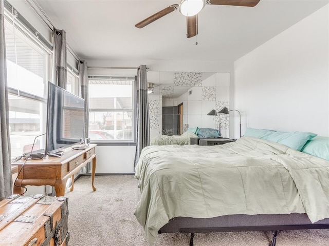 bedroom featuring carpet floors and a ceiling fan