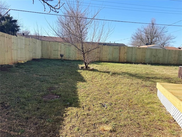 view of yard featuring a fenced backyard