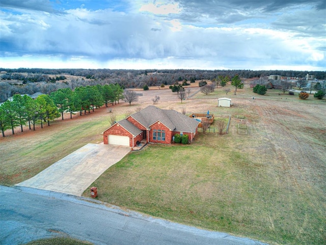 drone / aerial view with a rural view