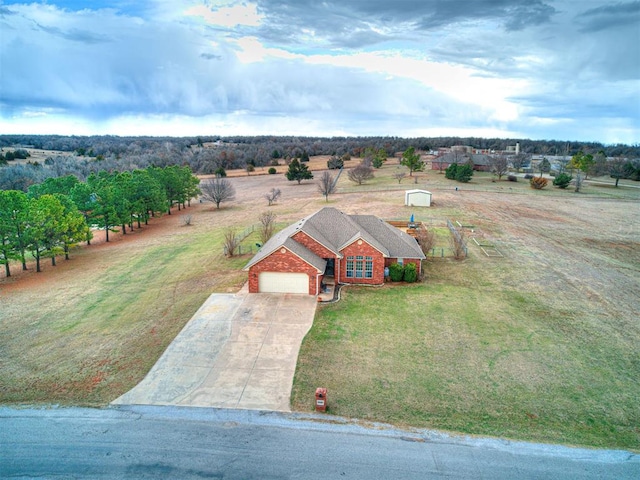 bird's eye view featuring a rural view