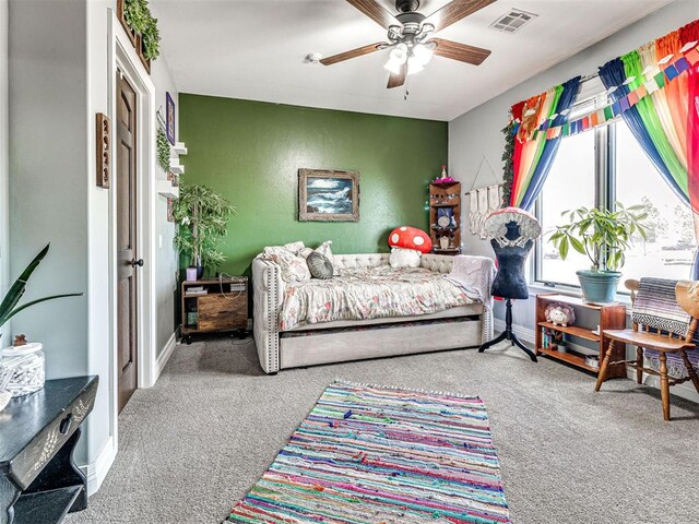 344750 E 830th Rd, Chandler, OK 74834 - bedroom with carpet flooring, ceiling fan, and baseboards