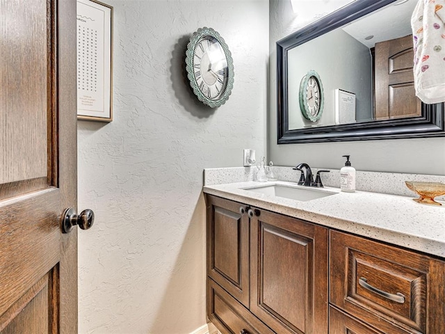 344750 E 830th Rd, Chandler, OK 74834 - bathroom featuring vanity and a textured wall