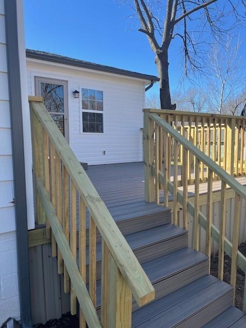 wooden terrace with stairway