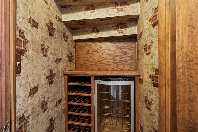 wine area featuring beverage cooler