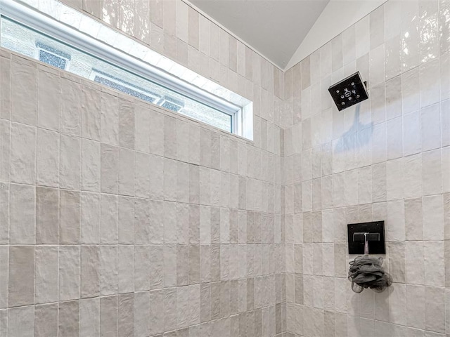 interior details featuring tiled shower