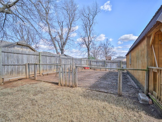 view of yard featuring a fenced backyard