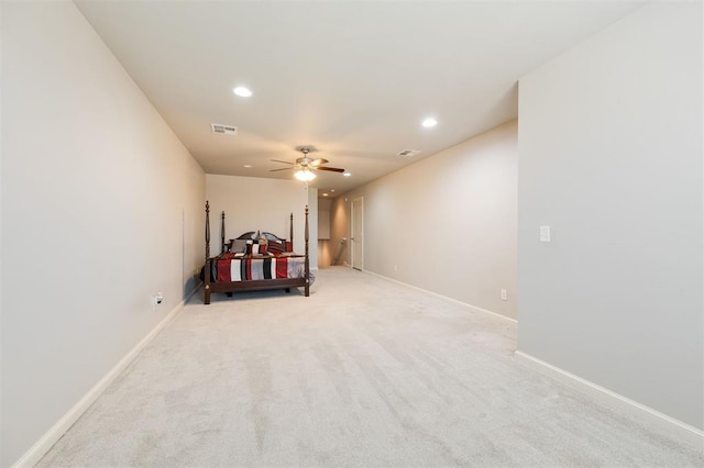 interior space featuring baseboards, visible vents, and recessed lighting