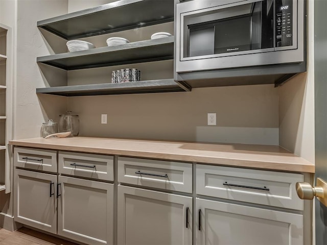 bar with stainless steel microwave