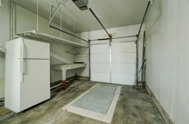 parking garage with freestanding refrigerator