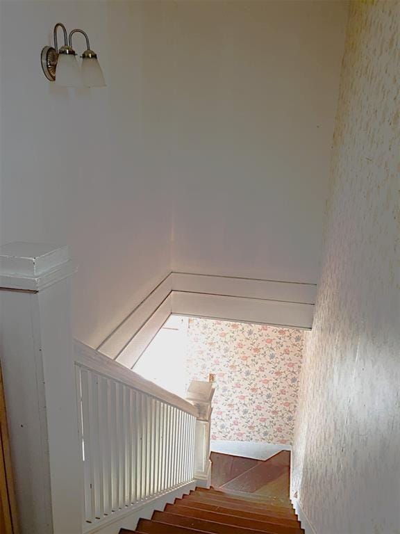 staircase featuring wood finished floors