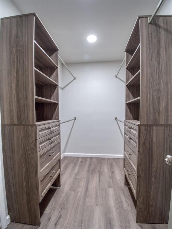 walk in closet featuring light wood-style flooring