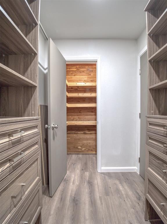 spacious closet with wood finished floors