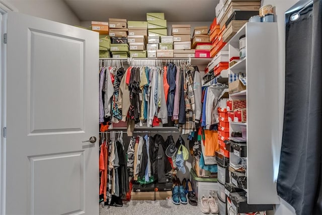 spacious closet with carpet