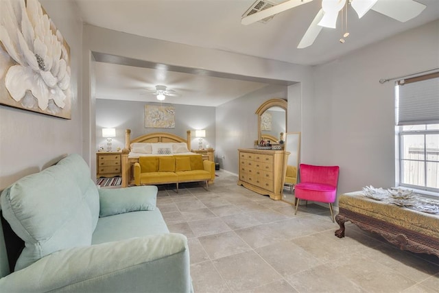 bedroom with a ceiling fan