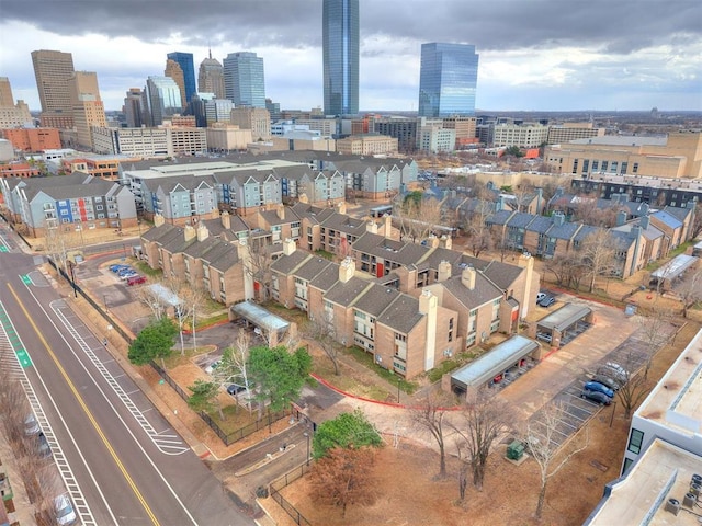 drone / aerial view with a view of city