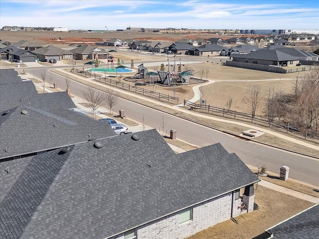 aerial view with a residential view