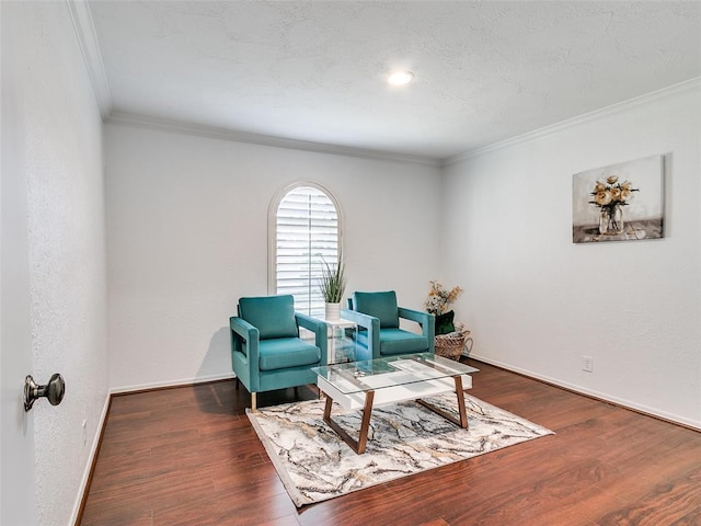 2900 Wilton Ln, Oklahoma City, OK 73120 - living area featuring ornamental molding, wood finished floors, and baseboards