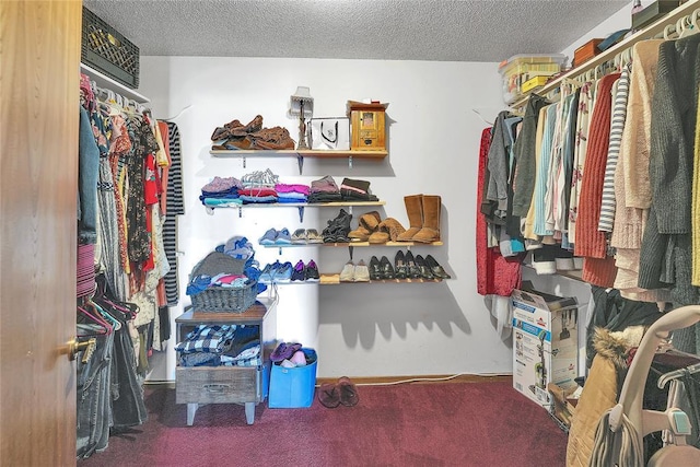 walk in closet featuring carpet