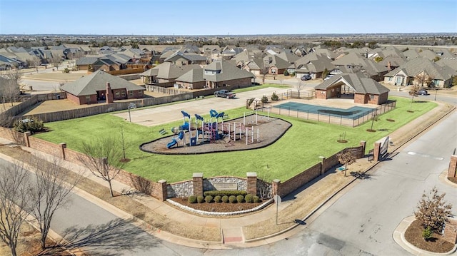 drone / aerial view with a residential view