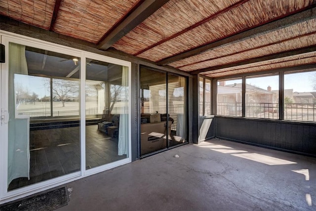 view of unfurnished sunroom