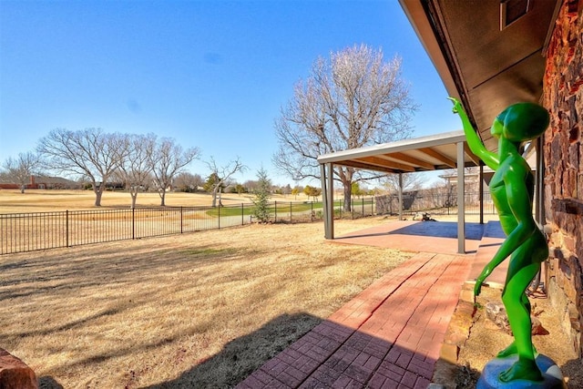 view of yard featuring a fenced backyard and a patio