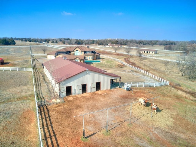 aerial view featuring a rural view