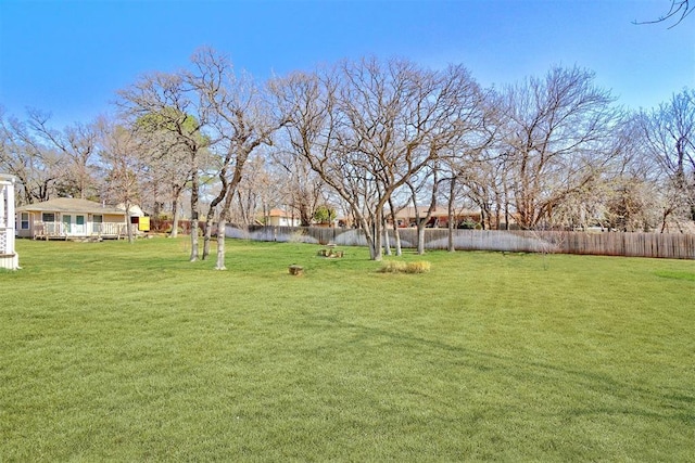 view of yard with a fenced backyard