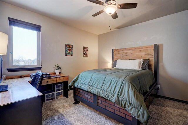 bedroom featuring a ceiling fan and carpet flooring