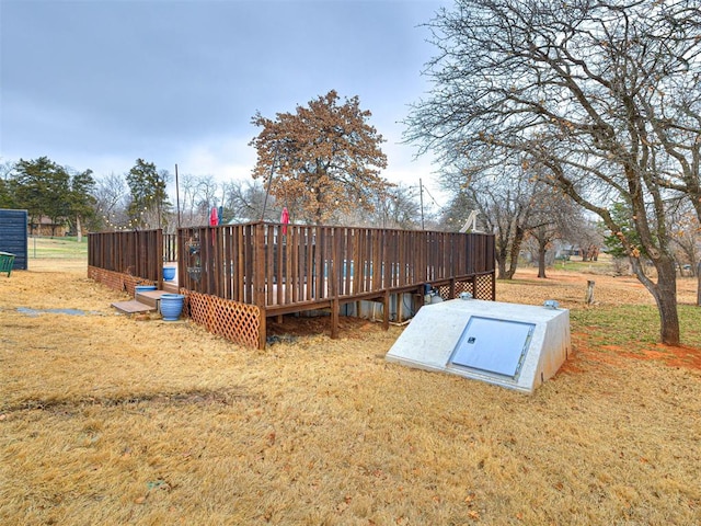 entry to storm shelter with a lawn