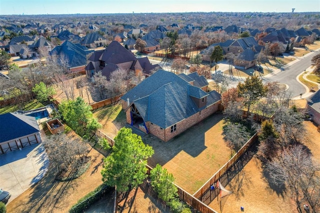 bird's eye view with a residential view