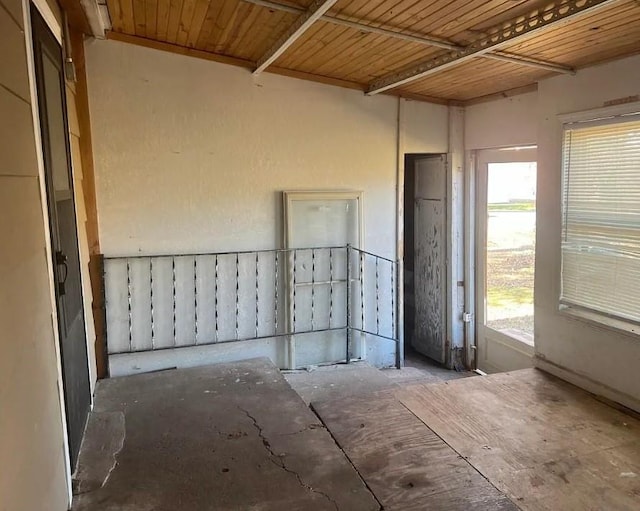 spare room with wooden ceiling