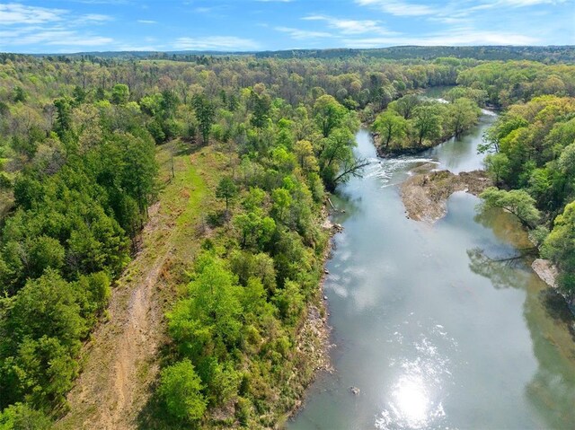 387 N Riverbend Rd, Smithville, OK 74957 - bird's eye view featuring a water view and a wooded view