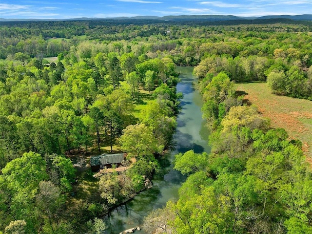 387 N Riverbend Rd, Smithville, OK 74957 - aerial view featuring a view of trees and a water and mountain view