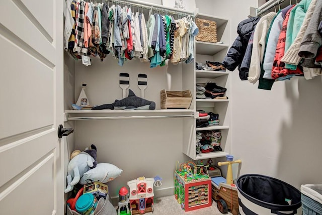 spacious closet with carpet