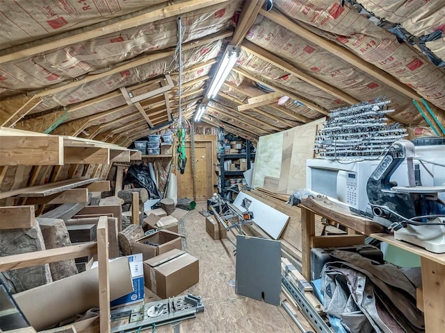 view of unfinished attic