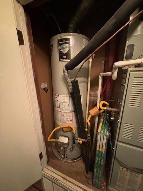 utility room featuring gas water heater