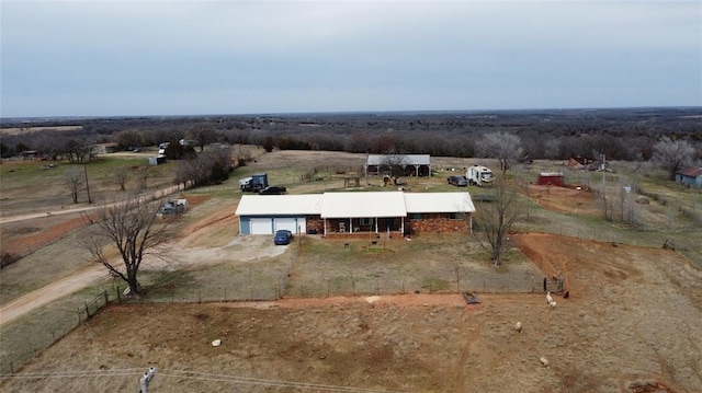 drone / aerial view featuring a rural view