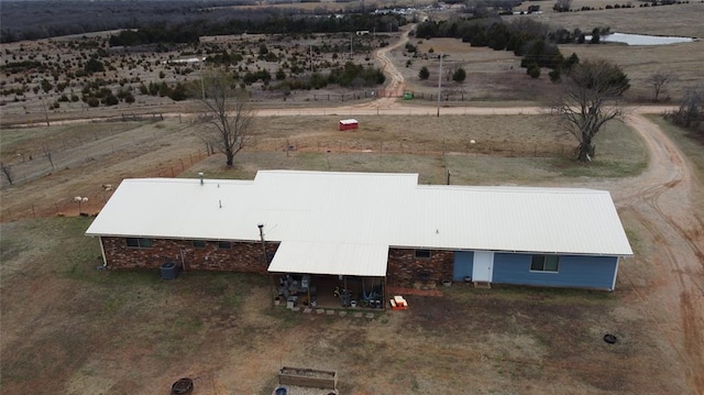 drone / aerial view featuring a rural view