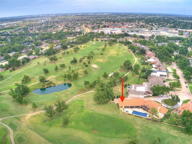 drone / aerial view featuring golf course view